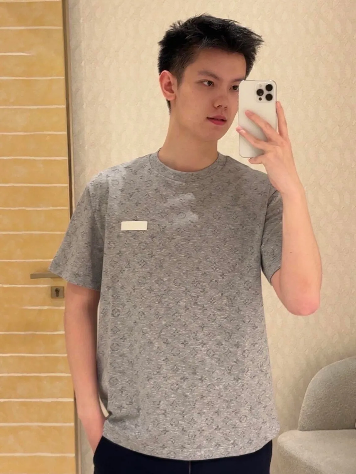 Louis Vuitton/Louis Vuitton Monogram Reflective Print Full Print Short Sleeve